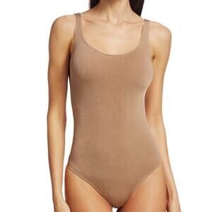 Wolford Jamaika String Bodysuit NWT Tan Shiny Seamless Second Skin Thong Luxury